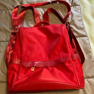 Red backpack purse